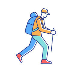 Obraz premium walking with backpack vector icon, walking with backpack vector illustration-simple illustration of walking with backpack, perfect for walking with backpack logos and icons and themed design 