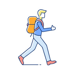 walking with backpack vector icon, walking with backpack vector illustration-simple illustration of walking with backpack, perfect for walking with backpack logos and icons and themed design 