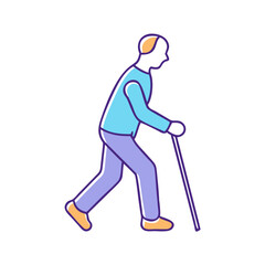 Obraz premium walking with cane mobility aid icon
