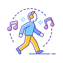 walking with headphones vector icon, walking with headphones vector illustration-simple illustration of walking with headphones, perfect for walking with headphones logos and icons and themed design 