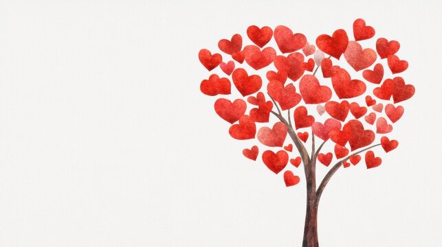 Valentine's day heart-shaped tree art love theme nature whimsical