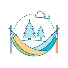 camping hammock vector icon, camping hammock vector illustration -simple illustration of camping hammock, perfect for camping hammock logos and icons and themed design 