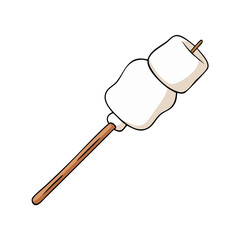 marshmallow on a stick vector icon, marshmallow on a stick vector illustration -simple illustration of marshmallow on a stick, perfect for marshmallow on a stick logos and icons and themed design 