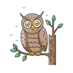 owl in a tree vector icon, owl in a tree vector illustration -simple illustration of owl in a tree, perfect for owl in a tree logos and icons and themed design 