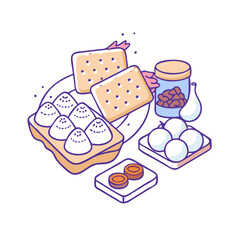 s mores ingredients vector icon, s mores ingredients vector illustration -simple illustration of s mores ingredients, perfect for s mores ingredients logos and icons and themed design 