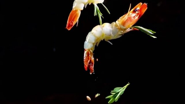 Shrimp Tumble with Rosemary, Cumin, and Oil Rain