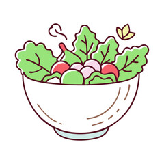 fresh salad bowl vector icon, fresh salad bowl vector illustration -simple illustration of fresh salad bowl, perfect for fresh salad bowl logos and icons and themed design 