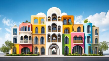 Fototapeta premium Vibrant Colorful Building with Unique Architectural Design