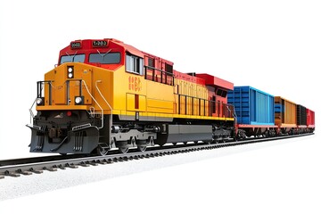 Obraz premium Freight train isolated on white background
