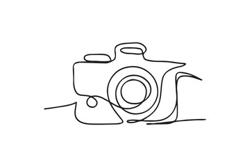 One continuous line drawing of a professional camera. camera continuous one line drawing vector illustration