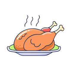 roast chicken vector icon, roast chicken vector illustration -simple illustration of roast chicken, perfect for roast chicken logos and icons and themed design 