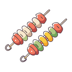 shish kebab skewers vector icon, shish kebab skewers vector illustration -simple illustration of shish kebab skewers, perfect for shish kebab skewers logos and icons and themed design 