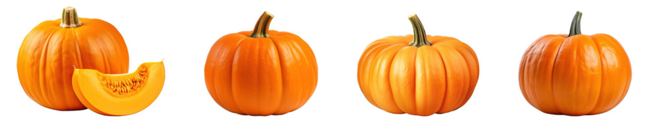 Obraz premium Pumpkin png cut out element set, transparent background