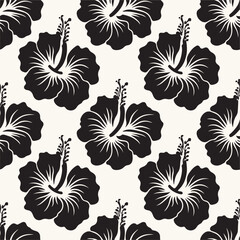 hibiscus flowers wallpaper, tropical leaves seamless pattern, grunge Hawaiian style vector, floral design, tropical floral pattern, Hawaiian hibiscus wallpaper, vector floral grunge.
