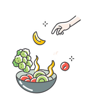 hand adding food to bowl clip art preview