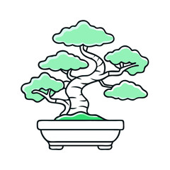 bonsai tree vector icon, bonsai tree vector illustration -simple illustration of bonsai tree, perfect for bonsai tree logos and icons and themed design 