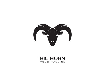 Ram head logo with simple design, ram head vector silhouette, abstract ram head