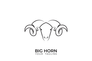 Ram head logo with simple design, ram head vector silhouette, abstract ram head