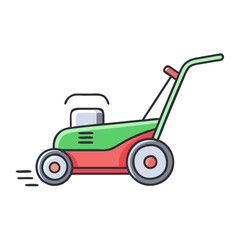 lawn mower vector icon, lawn mower vector illustration -simple illustration of lawn mower, perfect for lawn mower logos and icons and themed design 