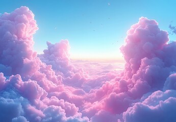 Serene Pink Clouds at Sunrise Above the Horizon Creating a Dreamy Sky Environment Filled with Soft Light and Tranquil Atmosphere for Stock Photography Needs