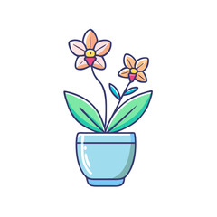 orchid pot vector icon, orchid pot vector illustration -simple illustration of orchid pot, perfect for orchid pot logos and icons and themed design 