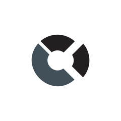 A circular logo with a unique, segmented design, resembling a pie chart or a gear.