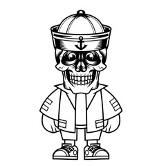 Mascot character design cartoon Sailor skull outline