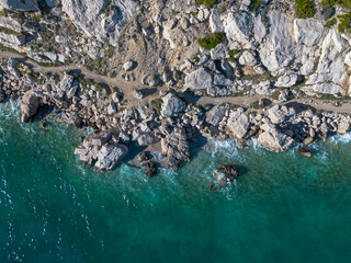 Coastline of the Adriatic Sea in Croatia. Aerial landscape, view from above.