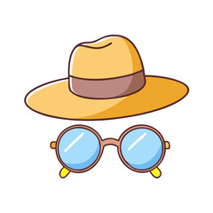 sunhat and sunglasses vector icon, sunhat and sunglasses vector illustration -simple illustration of sunhat and sunglasses, perfect for sunhat and sunglasses logos and icons and themed design 