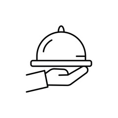 Hand holding tray icon logo sign set vector outline