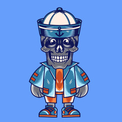 Mascot character design cartoon Sailor skull