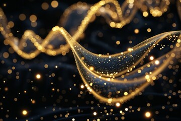 Blurred golden bokeh on black background