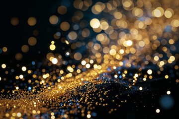 Blurred golden bokeh on black background