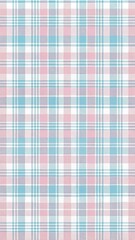 Seamless Pastel Plaid Pattern fabric with Soft Pink, Light Blue, and Cream Tones in a Symmetrical Design