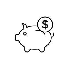 Piggy bank icon logo sign set vector outline