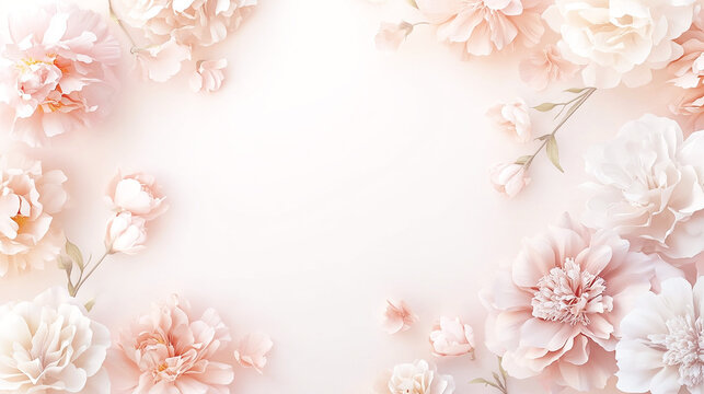 パステルカラーの花々で飾られたエレガントな背景