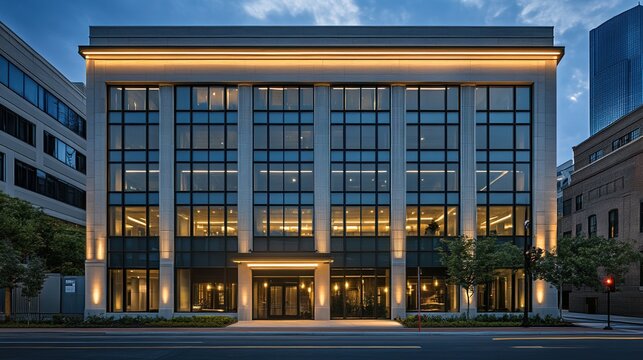 Commercial building equipped with energy-efficient lighting and smart temperature control