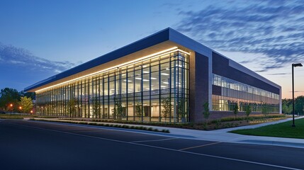 Fototapeta premium Commercial building equipped with energy-efficient lighting and smart temperature control
