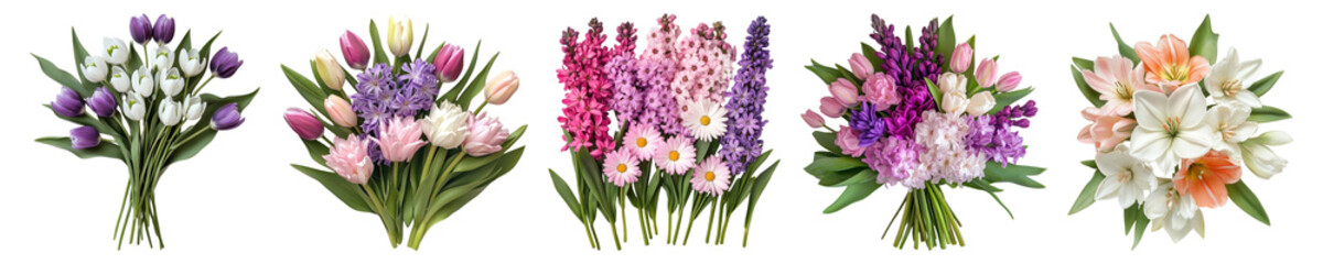 PNG Spring flowers, isolated element set, transparent background
