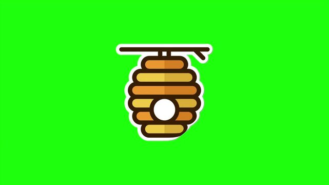 Beehive sticker animation. Sticker on bee theme. Simple beekeeping collection theme. Cartoon style