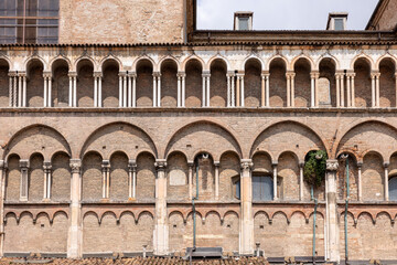 Fototapeta premium The side wall of Ferrara cathedral, Basilica Cattedrale di San Giorgio, Ferrara, Italy
