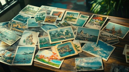 A collection of vintage postcards from different parts