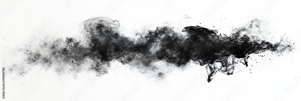 Poster Abstract black smoke or ink effect creates a mystical atmosphere with empty space for text placement above and below. Generative AI