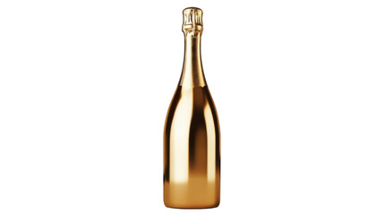 Golden bottle of champagne isolated on white background 