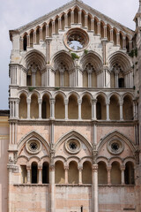 Facade of Ferrara cathedral, Basilica Cattedrale di San Giorgio, Ferrara, Italy