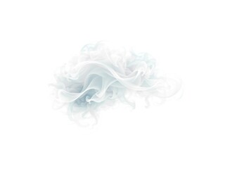 Fototapeta premium A cloud of soft, swirling smoke in gradient tones of white, gray, and light blue. The delicate, ethereal pattern is isolated on a clean white background