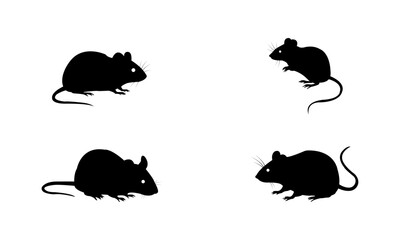 Mouse types silhouette set black and white 