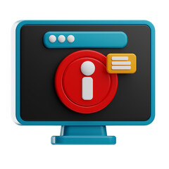 Stylized Computer Icon with Information Alert
