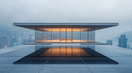 Modern white marble architecture, city square platform