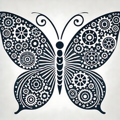 Steampunk Butterfly with Detailed Gear Wings